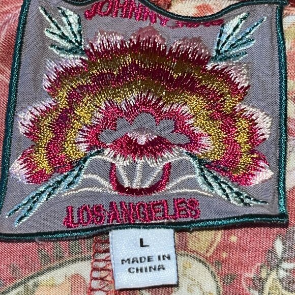 JOHNNY WAS PAISLEY PRINT DRESS STRETCH KNIT PULL OVER LONG SLEEVES SIDE SLITS -L - Picture 14 of 16